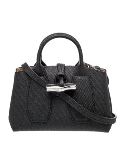 Pre-owned Longchamp Leather Top Handle Bag In Black