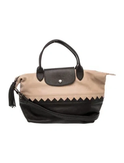 Pre-owned Longchamp Leather Top Handle Bag In Black/neutrals