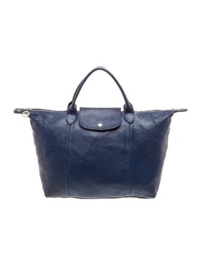 Pre-owned Longchamp Leather Top Handle Bag In Blue