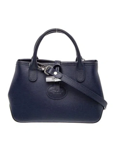 Pre-owned Longchamp Leather Top Handle Bag In Blue