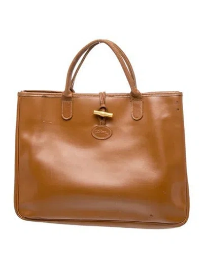 Pre-owned Longchamp Leather Top Handle Bag In Brown