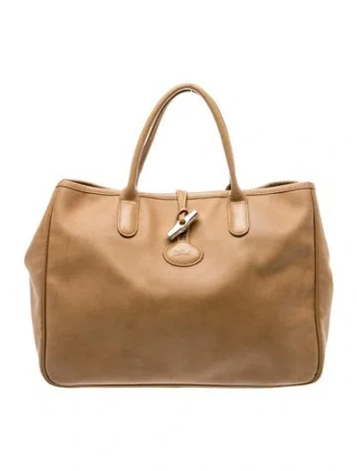 Pre-owned Longchamp Leather Top Handle Bag In Brown