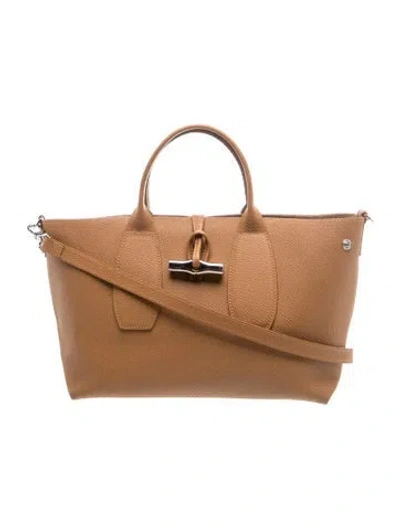 Pre-owned Longchamp Leather Top Handle Bag In Brown
