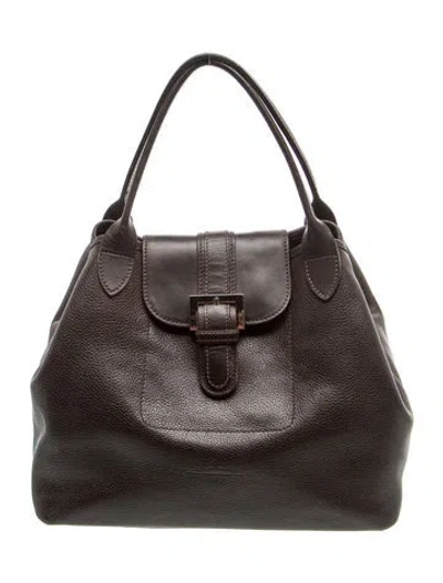Pre-owned Longchamp Leather Top Handle Bag In Brown