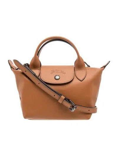 Pre-owned Longchamp Leather Top Handle Bag In Brown
