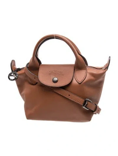 Pre-owned Longchamp Leather Top Handle Bag In Brown
