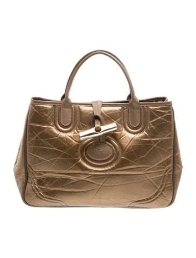 Pre-owned Longchamp Leather Top Handle Bag In Brown