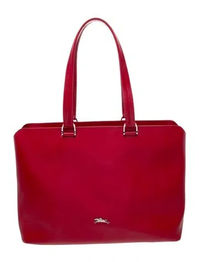 Pre-owned Longchamp Leather Top Handle Bag In Burgundy