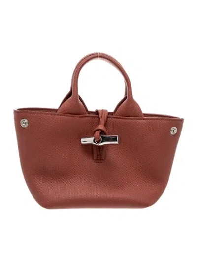 Pre-owned Longchamp Leather Top Handle Bag In Burgundy