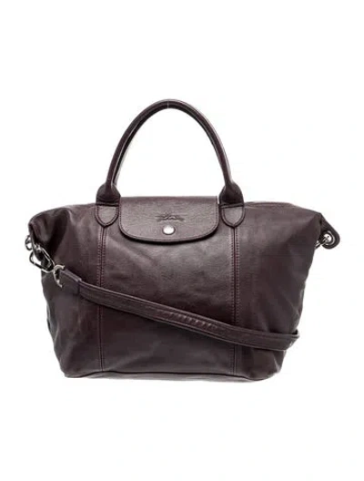 Pre-owned Longchamp Leather Top Handle Bag In Burgundy