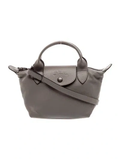 Pre-owned Longchamp Leather Top Handle Bag In Gray