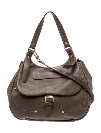 Pre-owned Longchamp Leather Top Handle Bag In Gray