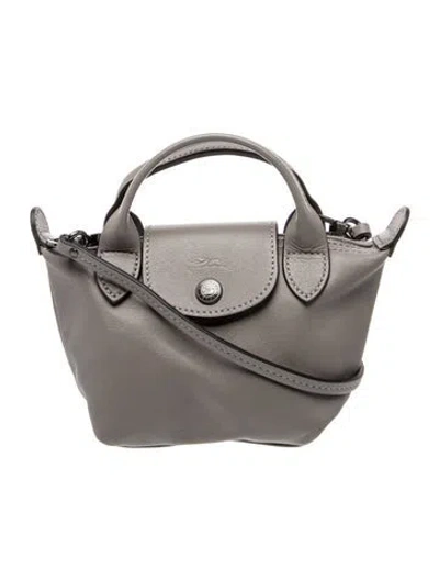 Pre-owned Longchamp Leather Top Handle Bag In Gray