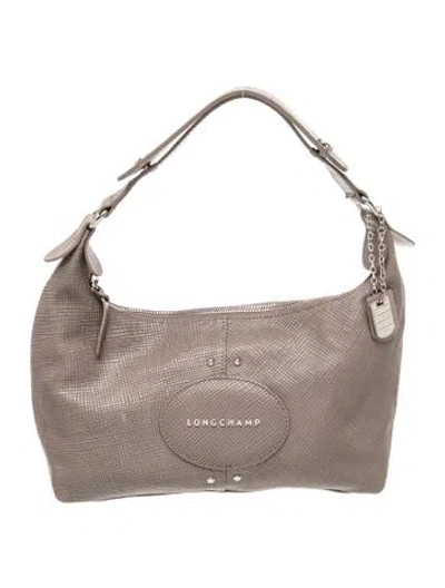 Pre-owned Longchamp Leather Top Handle Bag In Grey