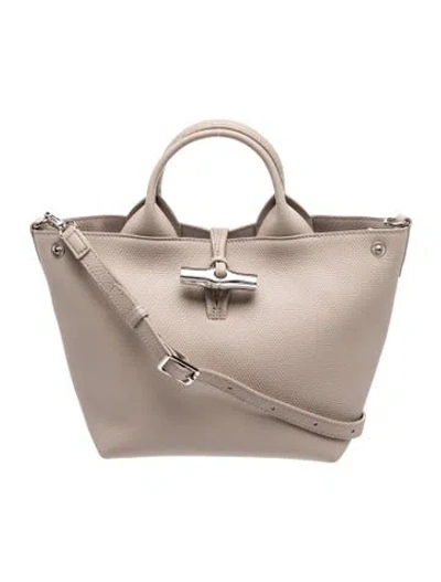 Pre-owned Longchamp Leather Top Handle Bag In Grey
