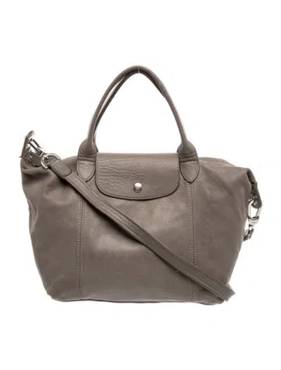 Pre-owned Longchamp Leather Top Handle Bag In Grey