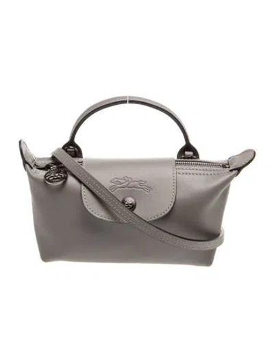 Pre-owned Longchamp Leather Top Handle Bag In Grey