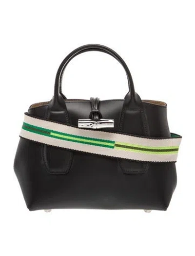 Pre-owned Longchamp Leather Top Handle Bag Medium In Black