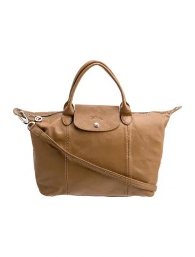 Pre-owned Longchamp Leather Top Handle Bag In Neutral