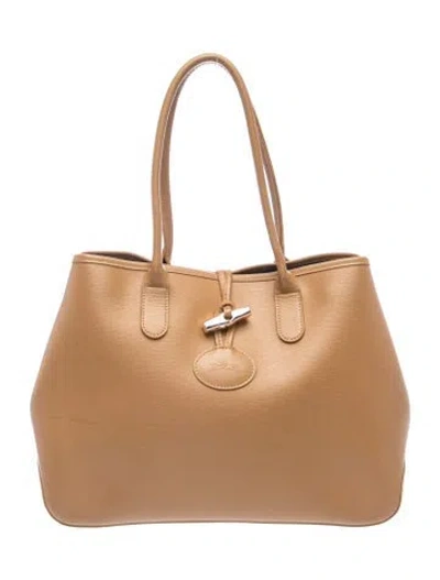 Pre-owned Longchamp Leather Top Handle Bag In Neutrals