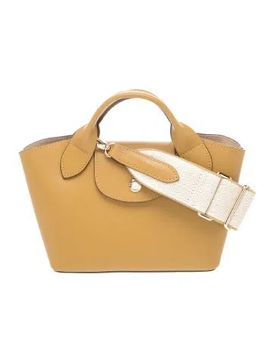Pre-owned Longchamp Leather Top Handle Bag In Neutrals