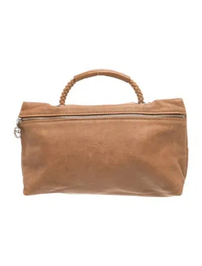 Pre-owned Longchamp Leather Top Handle Bag In Neutrals