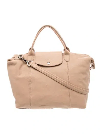 Pre-owned Longchamp Leather Top Handle Bag In Neutrals