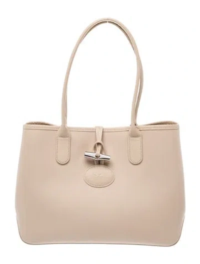 Pre-owned Longchamp Leather Top Handle Bag In Neutrals
