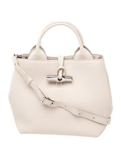 Pre-owned Longchamp Leather Top Handle Bag In Neutrals