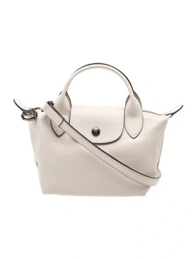 Pre-owned Longchamp Leather Top Handle Bag In Neutrals