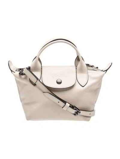 Pre-owned Longchamp Leather Top Handle Bag In Neutrals