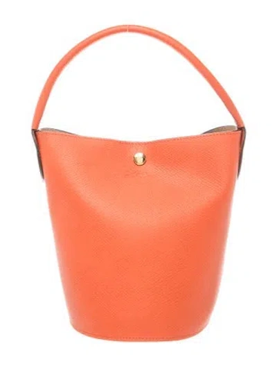 Pre-owned Longchamp Leather Top Handle Bag In Orange