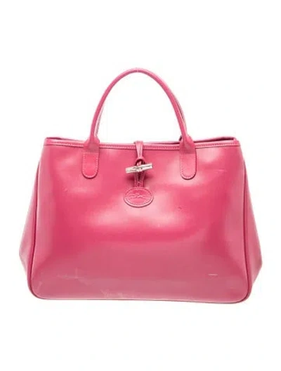Pre-owned Longchamp Leather Top Handle Bag In Pink
