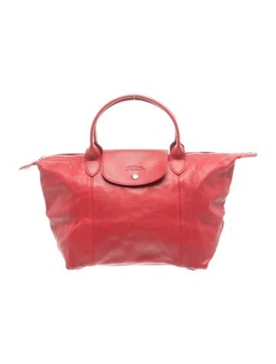 Pre-owned Longchamp Leather Top Handle Bag In Red
