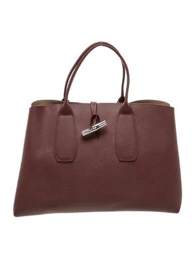 Pre-owned Longchamp Leather Top Handle Bag In Red