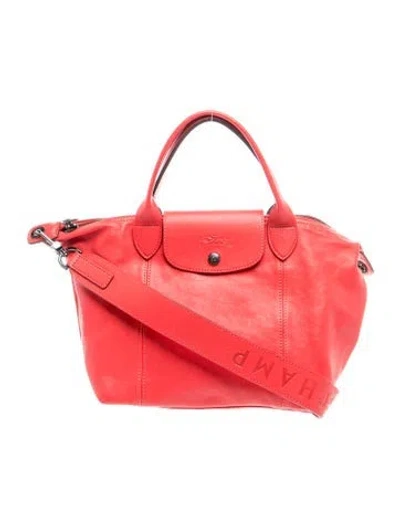 Pre-owned Longchamp Leather Top Handle Bag In Red
