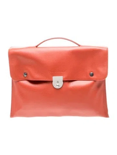 Pre-owned Longchamp Leather Top Handle Bag In Red