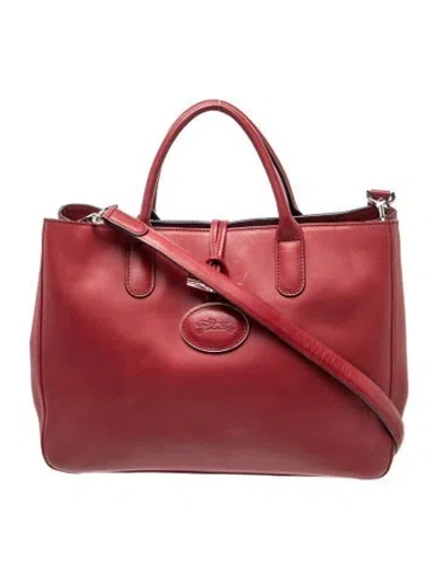 Pre-owned Longchamp Leather Top Handle Bag In Red
