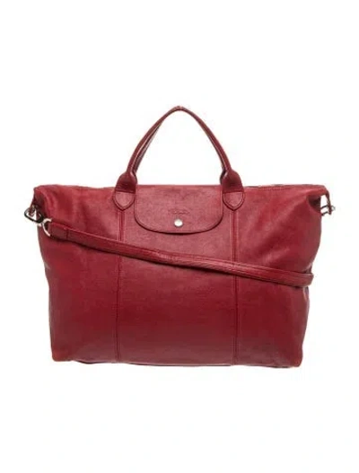 Pre-owned Longchamp Leather Top Handle Bag In Red