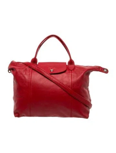Pre-owned Longchamp Leather Top Handle Bag In Red