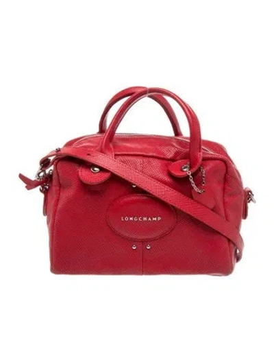 Pre-owned Longchamp Leather Top Handle Bag In Red