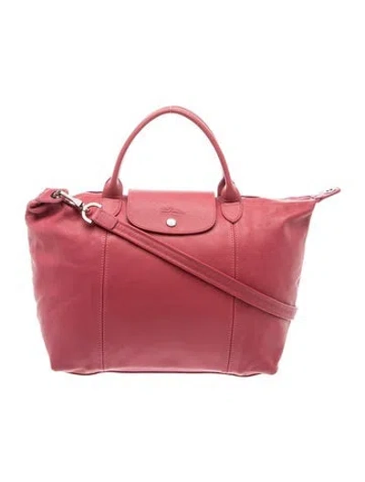 Pre-owned Longchamp Leather Top Handle Bag In Red