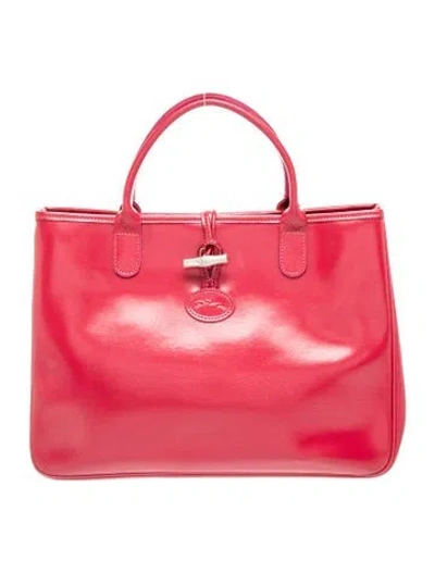 Pre-owned Longchamp Leather Top Handle Bag In Red