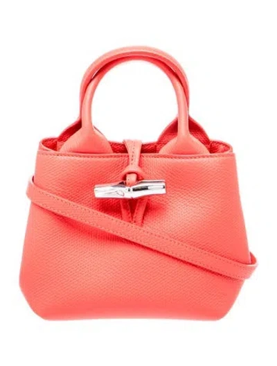 Pre-owned Longchamp Leather Top Handle Bag In Red