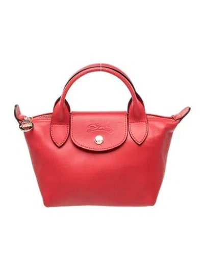 Pre-owned Longchamp Leather Top Handle Bag In Red