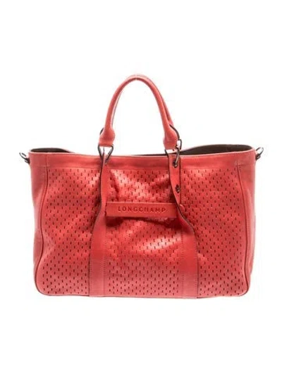 Pre-owned Longchamp Leather Top Handle Bag In Red