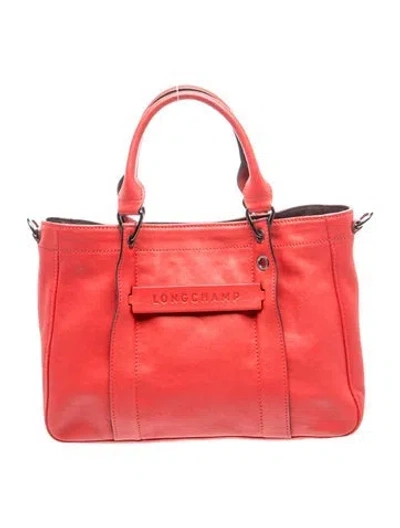 Pre-owned Longchamp Leather Top Handle Bag In Red