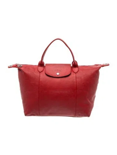 Pre-owned Longchamp Leather Top Handle Bag In Red