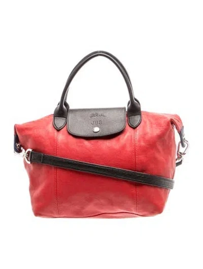 Pre-owned Longchamp Leather Top Handle Bag In Red