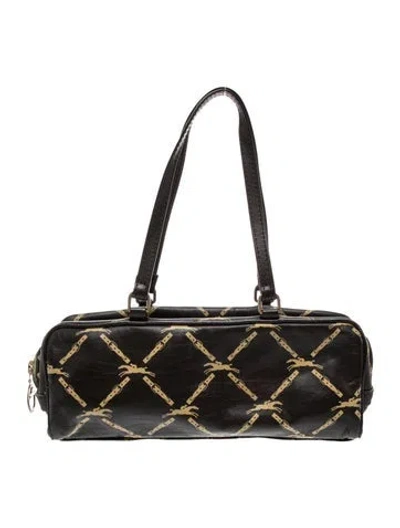 Pre-owned Longchamp Leather Top Handle Bag Vintage In Black